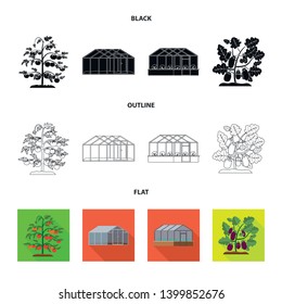 Vector illustration of greenhouse and plant logo. Collection of greenhouse and garden stock vector illustration.