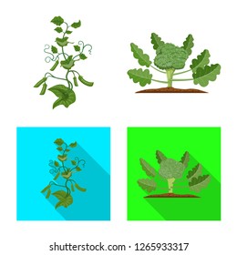 Vector illustration of greenhouse and plant sign. Set of greenhouse and garden vector icon for stock.
