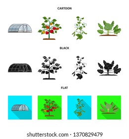 Vector illustration of greenhouse and plant sign. Collection of greenhouse and garden vector icon for stock.