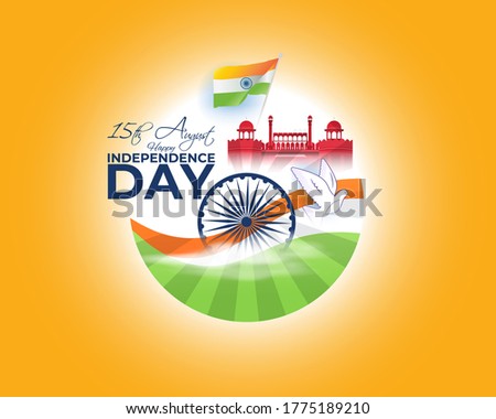 VECTOR ILLUSTRATION OF GREETING, BANNER & FLYER FOR INDIAN INDEPENDENCE DAY 15 AUGUST, PATRIOTIC BACKGROUND CONCEPT 