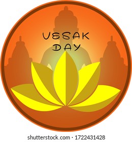 Vector illustration greeting card, background or logo for Vesak day with lotus flower and buddhas silhouette