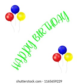 Vector illustration. Greeting card with balloons. Happy birthday card. 