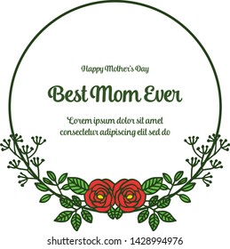 Vector illustration greeting card best mom with various abstract of orange bouqet frame