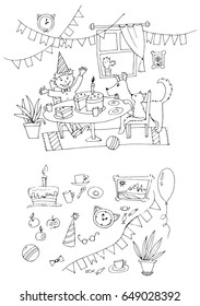 vector illustration, greeting card for birthday