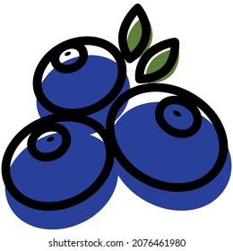 Vector illustration of a greeting card with blueberries and leaves.