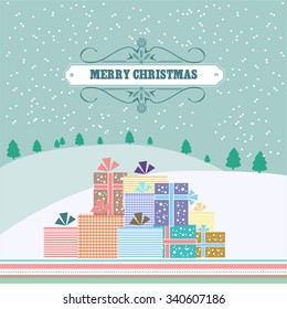 Vector illustration or greeting card of Christmas With beautiful Christmas elements.