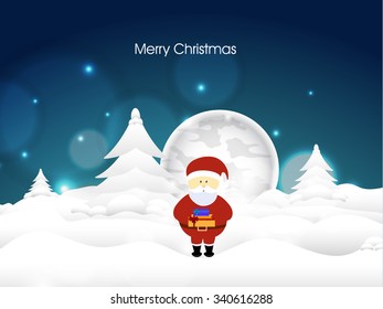 Vector illustration or greeting card for Christmas festival with beautiful Christmas elements. 
