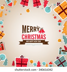 Vector illustration or greeting card for Christmas festival with beautiful Christmas elements. 