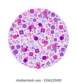 Vector illustration Greeting card. Circle floral design from flowers. Festive design.
Ideal for wedding invitations, cards, blogs, prints and more.