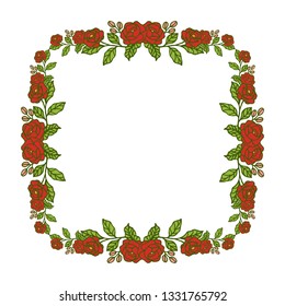 Vector illustration greeting card with colorful floral frame style hand drawn
