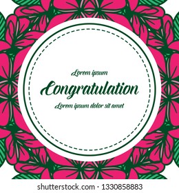 Vector illustration greeting card congratulation with floral frame very blooms hand drawn