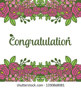 Vector illustration greeting card congratulation with pink flower frame hand drawn
