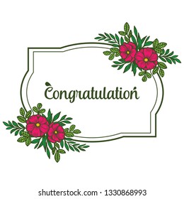 Vector illustration greeting card congratulation with decor floral frame hand drawn
