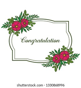 Vector illustration greeting card congratulation with decor floral frame hand drawn