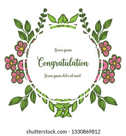 Vector illustration greeting card congratulation with floral frame design hand drawn