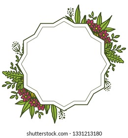 Vector illustration greeting card congratulation with pink flower frame hand drawn