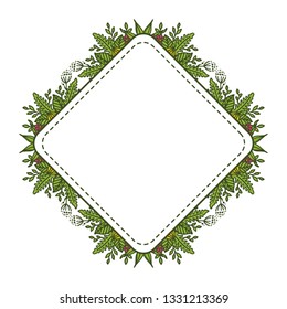 Vector illustration greeting card congratulation with pink flower frame hand drawn