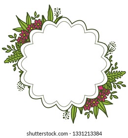 Vector illustration greeting card congratulation with pink flower frame hand drawn