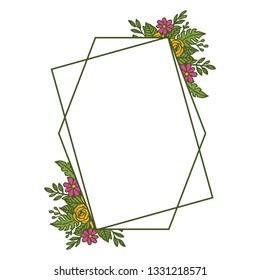 Vector illustration greeting card congratulation with decor floral frame hand drawn