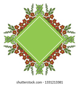 Vector illustration greeting card with crowd shapes floral frame hand drawn