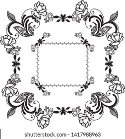 Vector illustration greeting card with decoration flower frame
