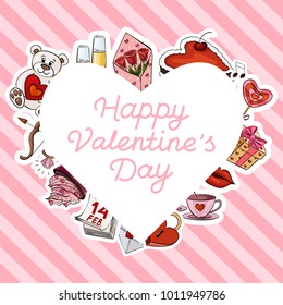 Vector illustration of a greeting card design with a heart-shaped frame for your text by Valentines day holiday. Festive image for the day of all lovers