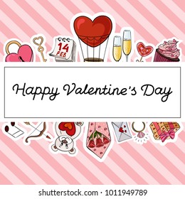 Vector illustration of a greeting card design with a frame for your text by Saint Valentine holiday. Festive image for the day of all lovers