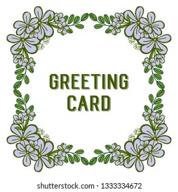 Vector illustration greeting card design with bright purple flower frames blooms hand drawn