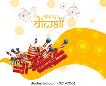 vector illustration or greeting card design for Diwali festival with beautiful Diwali elements.