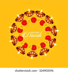 vector illustration or greeting card design for Diwali festival with beautiful Diwali elements.