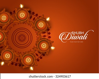 vector illustration or greeting card design for Diwali festival with beautiful Diwali elements.