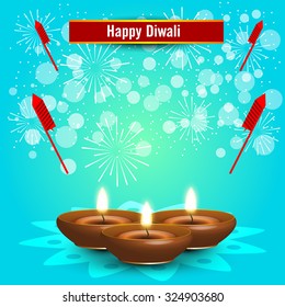 vector illustration or greeting card design for Diwali festival with beautiful Diwali elements.