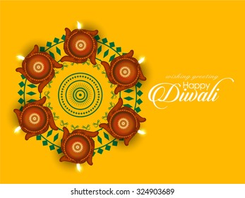 vector illustration or greeting card design for Diwali festival with beautiful Diwali elements.