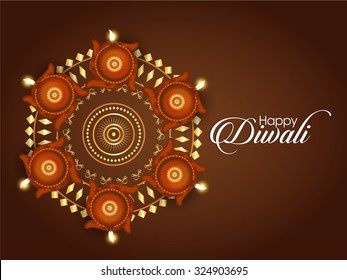 vector illustration or greeting card design for Diwali festival with beautiful Diwali elements.