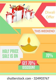 vector illustration or greeting card design for Diwali festival with beautiful Diwali elements.