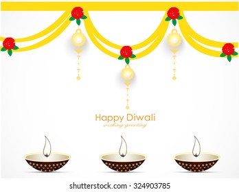 vector illustration or greeting card design for Diwali festival with beautiful Diwali elements.