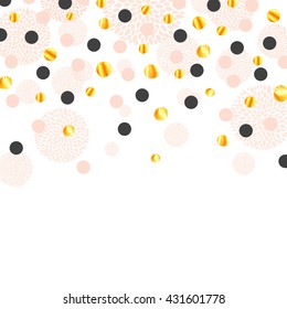 Vector Illustration of a Greeting Card Design Template with Gold Paper Confetti