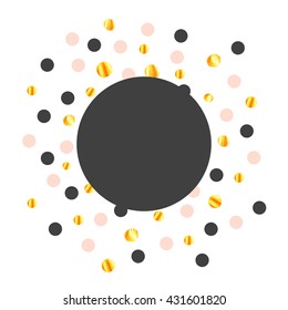 Vector Illustration of a Greeting Card Design Template with Gold Paper Confetti