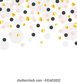Vector Illustration of a Greeting Card Design Template with Gold Paper Confetti