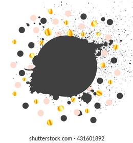 Vector Illustration of a Greeting Card Design Template with Gold Paper Confetti