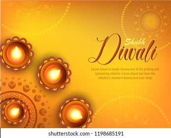 Vector illustration or greeting card of Diwali festival with stylish beautiful oil lamp and Diwali elements,Diwali SALE, Diwali Special offer background.