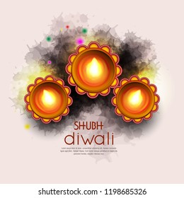 Vector illustration or greeting card of Diwali festival with stylish beautiful oil lamp and Diwali elements,Diwali SALE, Diwali Special offer background.