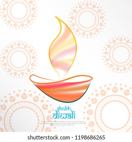 Vector illustration or greeting card of Diwali festival with stylish beautiful oil lamp and Diwali elements,Diwali SALE, Diwali Special offer background.