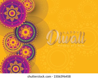 Vector illustration or greeting card of Diwali festival with stylish beautiful oil lamp and Diwali elements,Diwali SALE, Diwali Special offer background.