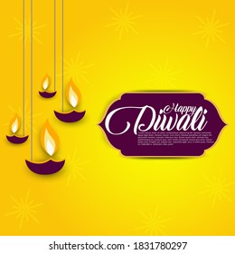 Vector illustration or greeting card of Diwali festival with stylish beautiful oil lamp and Diwali elements,Diwali SALE, Diwali Special offer background.