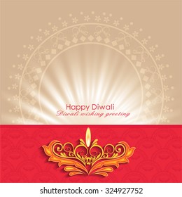 Vector illustration or greeting card of Diwali festival with stylish beautiful oil lamp and Diwali elements.