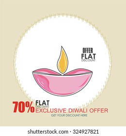 Vector illustration or greeting card of Diwali festival with stylish beautiful oil lamp and Diwali elements.