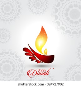 Vector illustration or greeting card of Diwali festival with stylish beautiful oil lamp and Diwali elements.