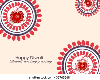 Vector illustration or greeting card for Diwali festival with Diwali elements.