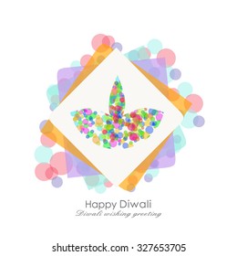 Vector illustration or greeting card for Diwali festival with Diwali elements.